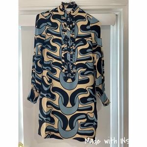 DIANE von FURSTENBERG LONG SLV. PRINT DRESS SIZE 2